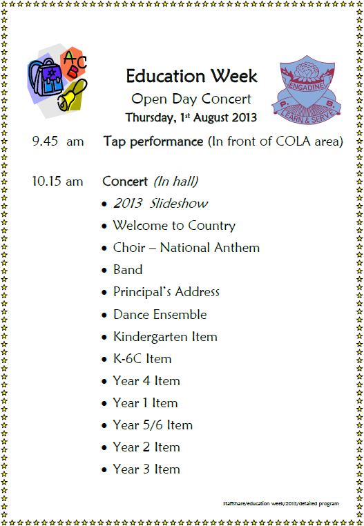 Concert details.